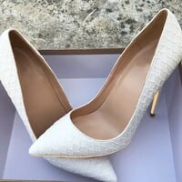 12cm white snakeskin pattern high heels  - Thumbnail 2