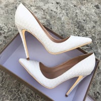 12cm white snakeskin pattern high heels  - Thumbnail 4