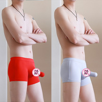 Wholesale 3PK Men's sexy underwear lingerie youth elephant tube physiological modal boxer briefs L430 - Thumbnail 2