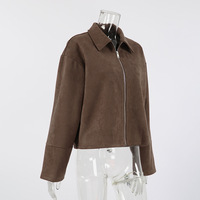 Vintage brown suede lapel loose coat - Thumbnail 1