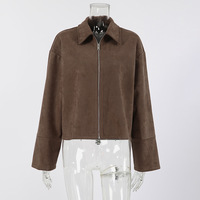 Vintage brown suede lapel loose coat - Thumbnail 2