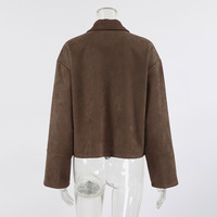 Vintage brown suede lapel loose coat - Thumbnail 3