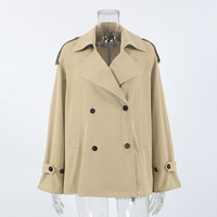 Long-sleeved lapel tie waist autumn mid-length trench coat - Thumbnail 1