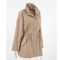 Mid-length simple casual loose waist drawstring windbreaker - Thumbnail 2