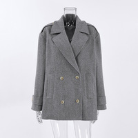Casual lazy style fashionable versatile mid-length woolen women's suit jacket - Thumbnail 1