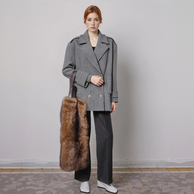 Casual lazy style fashionable versatile mid-length woolen women's suit jacket