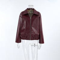 Motorcycle style leather jacket autumn and winter new loose coat fashionable leather jacket - Thumbnail 1