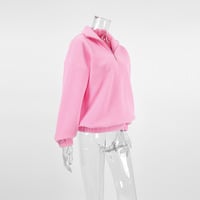 Women's loose lapel pullover fleece sweatshirt - Thumbnail 3