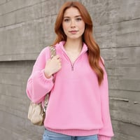 Women's loose lapel pullover fleece sweatshirt - Thumbnail 1