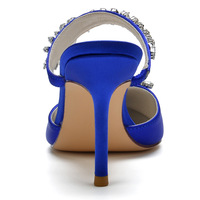 Women's high-heeled pointed rhinestone half-slip wedding sandals 3 colors - Thumbnail 2