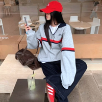 RETRO GRAY POLO SWEATSHIRT - Thumbnail 1