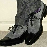 Simple Unique Sale Price Black Wingtip Handmade Shoes For MEN - Thumbnail 1