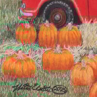 Truck Load Of Pumpkins, Original colored pencil artwork, By N.E.Thompson size 9x12 inches - Thumbnail 2