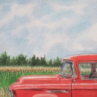Truck Load Of Pumpkins, Original colored pencil artwork, By N.E.Thompson size 9x12 inches - Thumbnail 6