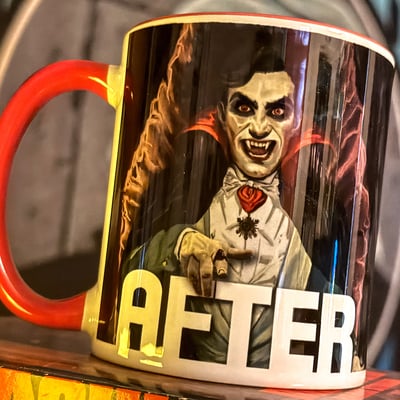 Bobby the autistic dracula mug #2 -- before and after