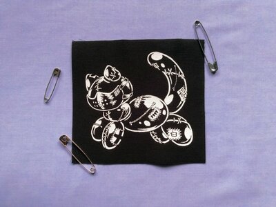 NEW! Patched-up Balloon Cat with Muzzle Mask Goth Punk Patches