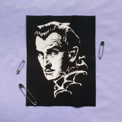 Vincent price & bat wings horror punk sew-on patches - Thumbnail 5