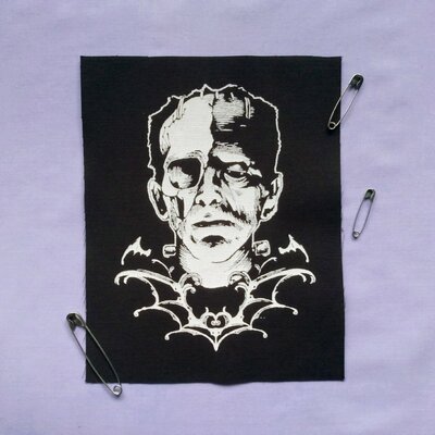 Zombie frankenstein & bat wings horror punk sew-on patches - Thumbnail 5