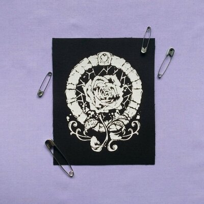 Beauty and the beast enchanted rose victorian goth sew-on patches