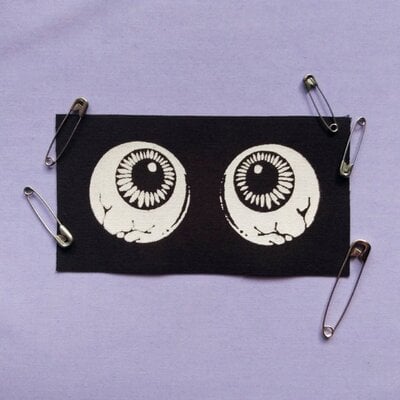 Eyeballs horror punk sew-on patches - Thumbnail 4