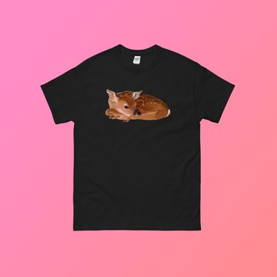 Vintage Kawaii Baby Deer T Shirt Black