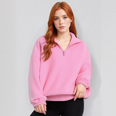 Women's loose lapel pullover fleece sweatshirt