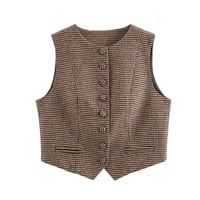 Street Fashion Casual Plaid Vest - Thumbnail 1