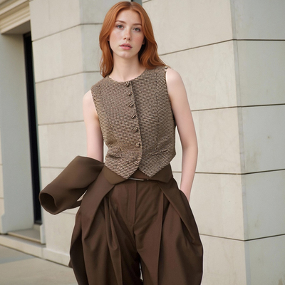 Street Fashion Casual Plaid Vest