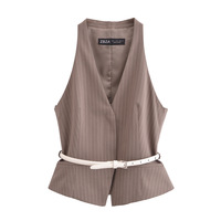 Street Fashion Casual Belt Vest Top - Thumbnail 1