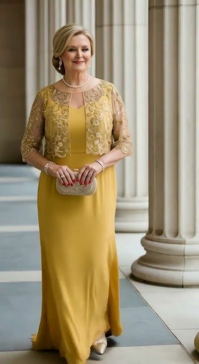 Plus Size Yellow Lace Mother Of Bride /Groom Dresses Evening Formal Gown
