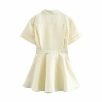 Fashionable shirt-style full-hem short dress - Thumbnail 1