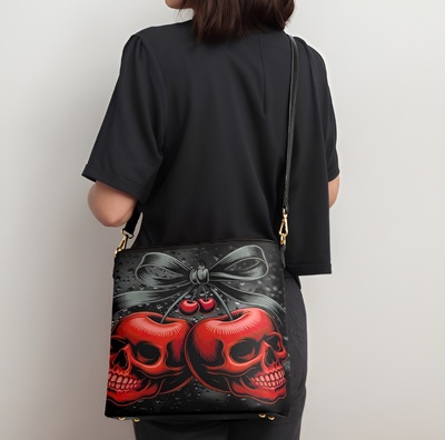 ​Dark Romance Leather Cherry Skull Crossbody Bag - Free Ship JTPRT 