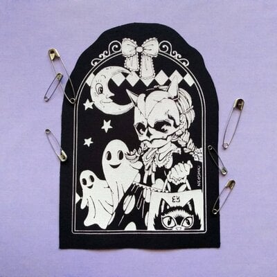 Trick or treat girl & ghosts kawaii punk sew-on patches