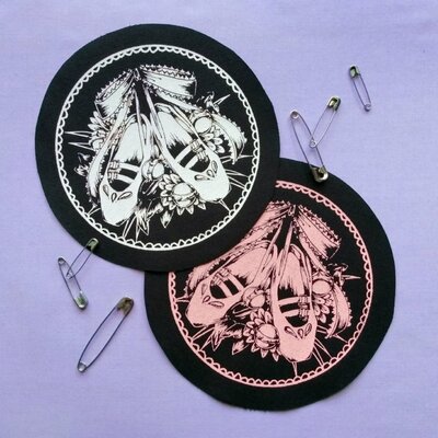 New! ballerina shoes & spiked balls kawaii goth sew-on patches