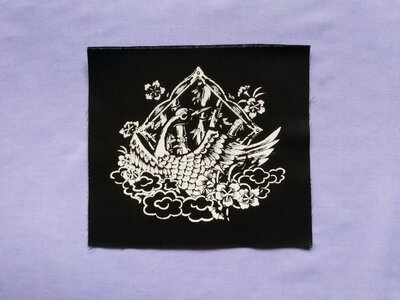 Japanese Crane with Bamboo & Flowers Sew-on Patches