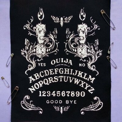 Ouija board moth & candles steampunk goth sew-on patches