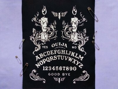 Ouija Board Moth & Candles Steampunk Goth Sew-on Patches
