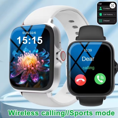 Smartwatch with full touch screen – call, message reminder, music control, fitness tracker compatible with iphone & android (silver, black, pink)