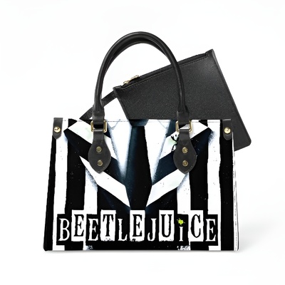 Leather "beetlejuice beetlejuice beetlejuice" bag | long strap and inner bag | free ship