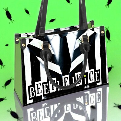 Leather "beetlejuice beetlejuice beetlejuice" bag | long strap and inner bag | free ship