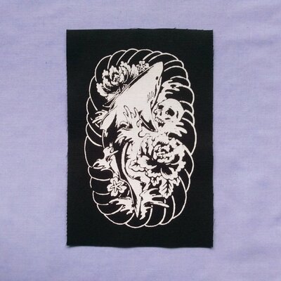 Shark, chrysanthemums and skull japanese horror yakuza punk patch