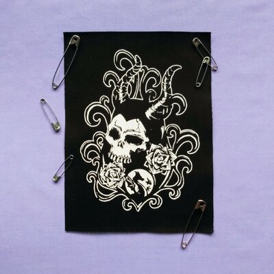 Maleficent skull & roses sleeping beauty goth sew-on patches