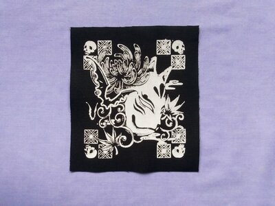 Fox Mask with Chrysanthemum, Bats & Skulls Japanese Goth Sew-on Patches