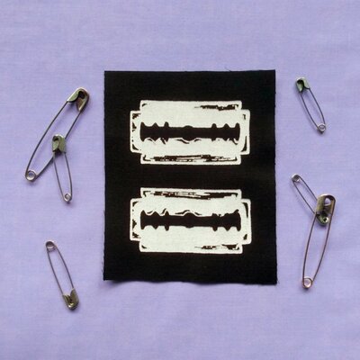 Razor blades goth punk sew-on patch sets