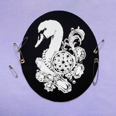 Swan with diamonds and pearls victorian goth sew-on patches - Thumbnail 3