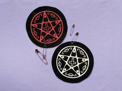 Ouija Planchette Pentagram Symbol Satanic Goth Sew-on Patches