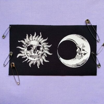 Sun & moon skulls steampunk goth sew-on patch sets - Thumbnail 5