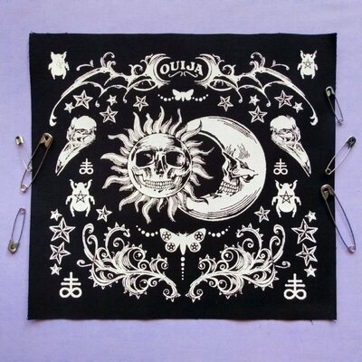 Sun & moon skulls ouija steampunk horror sew-on back patches - Thumbnail 5