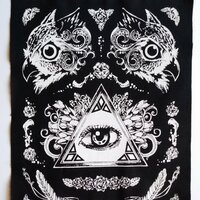 Illuminati Eye of Providence & Owls Goth Punk Sew-on Back Patches - Thumbnail 1