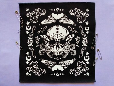 Skull with Moth Wings & Crow Skulls Goth Punk Sew-on Patches